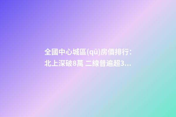 全國中心城區(qū)房價排行：北上深破8萬 二線普遍超3萬